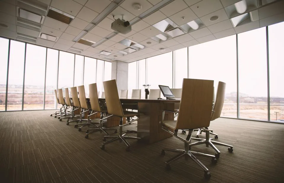 A meeting room overlooking the city