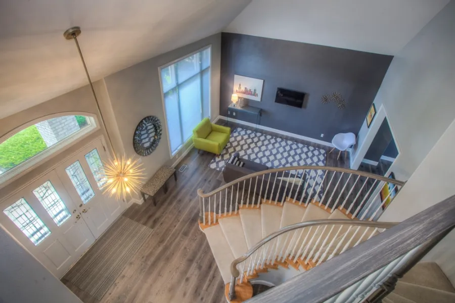 The staircase and landing of a period home