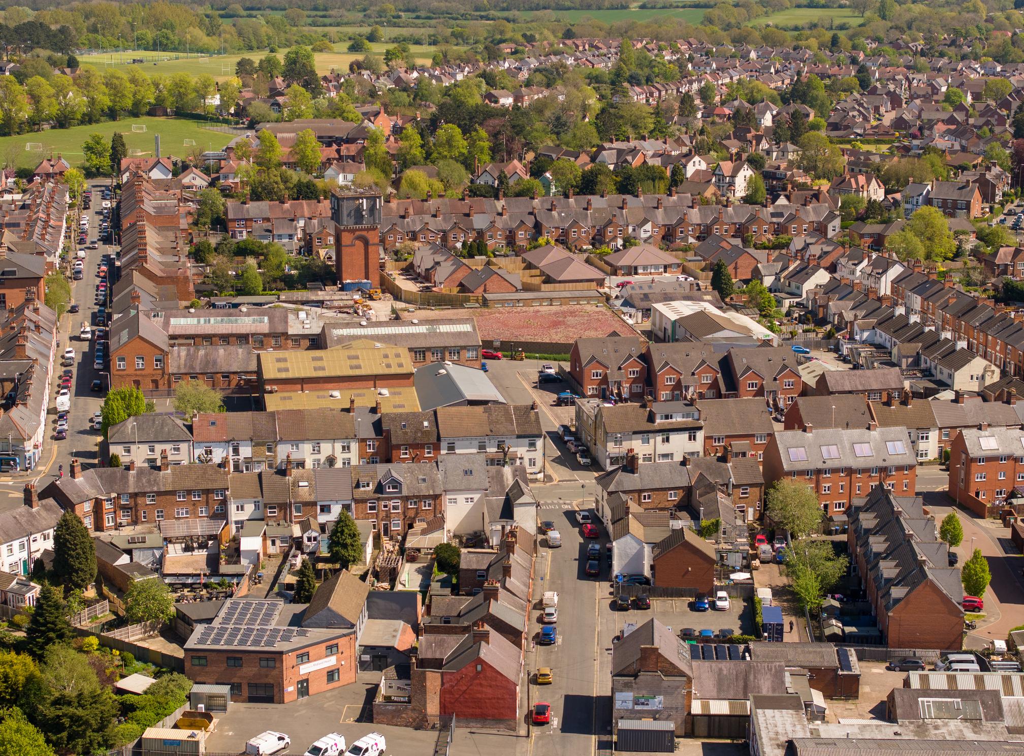 Hinckley residential streets from above